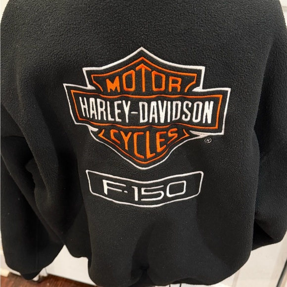 lamasz Jackets & Blazers - Harley Davidson F150 Embroidered logo Leather Trim Womens Biker Jacket Sz M